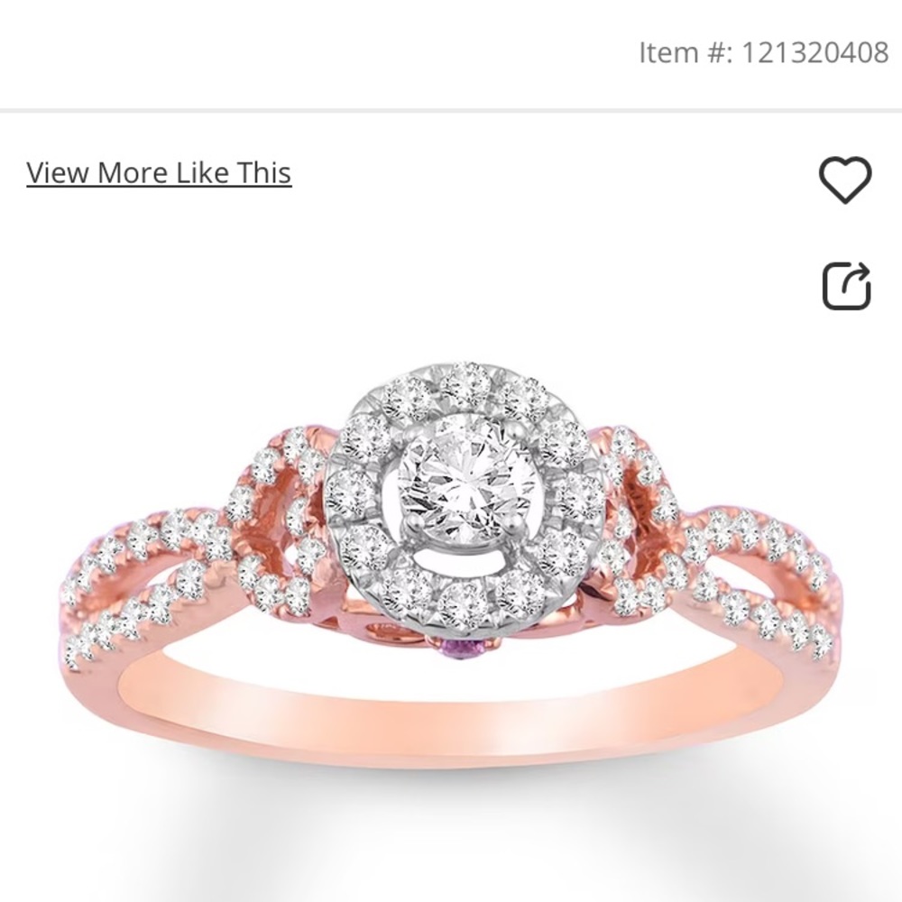 Diamond & Natural Pink Sapphire Promise Ring 1/2 carat tw Round 10K TwoTone Gold